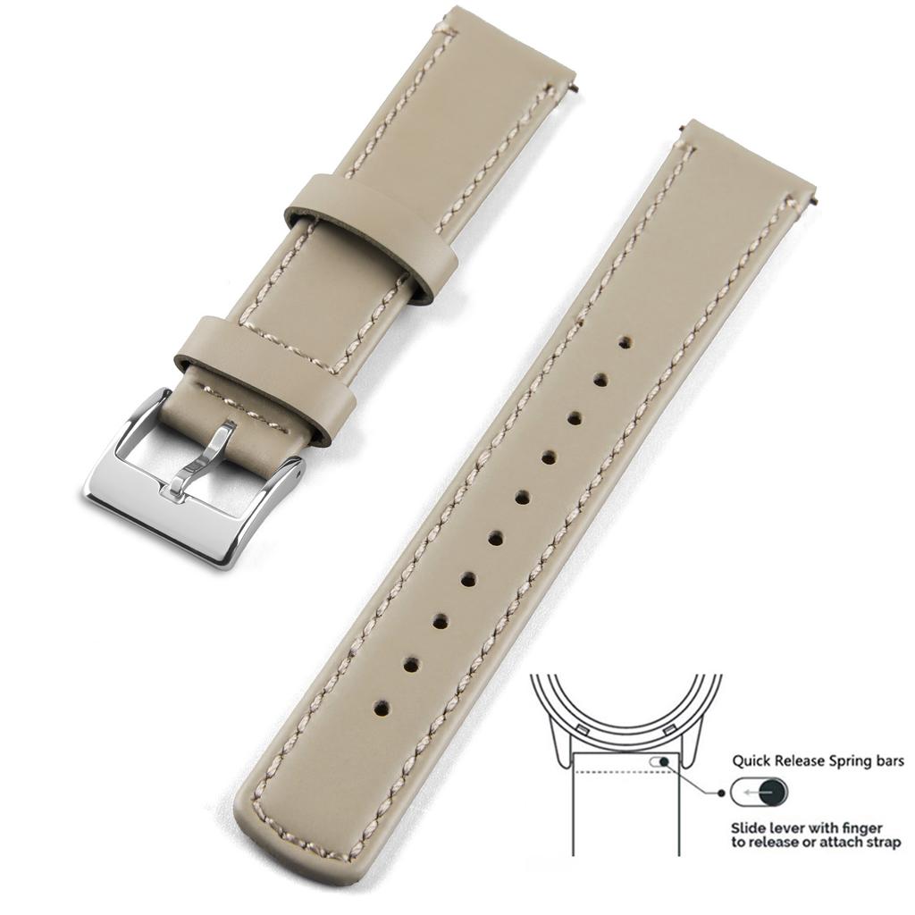 Genuine Leather Top Grain Watch Band, Quick Release 20mm/22mm Watch Strap, Fits Samsung Galaxy Watch, Men and Women Watch band