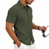 Men's Casual Shirts Textured Short Sleeve Button Down Shirt Summer Loose Fit Knit Tops for Men