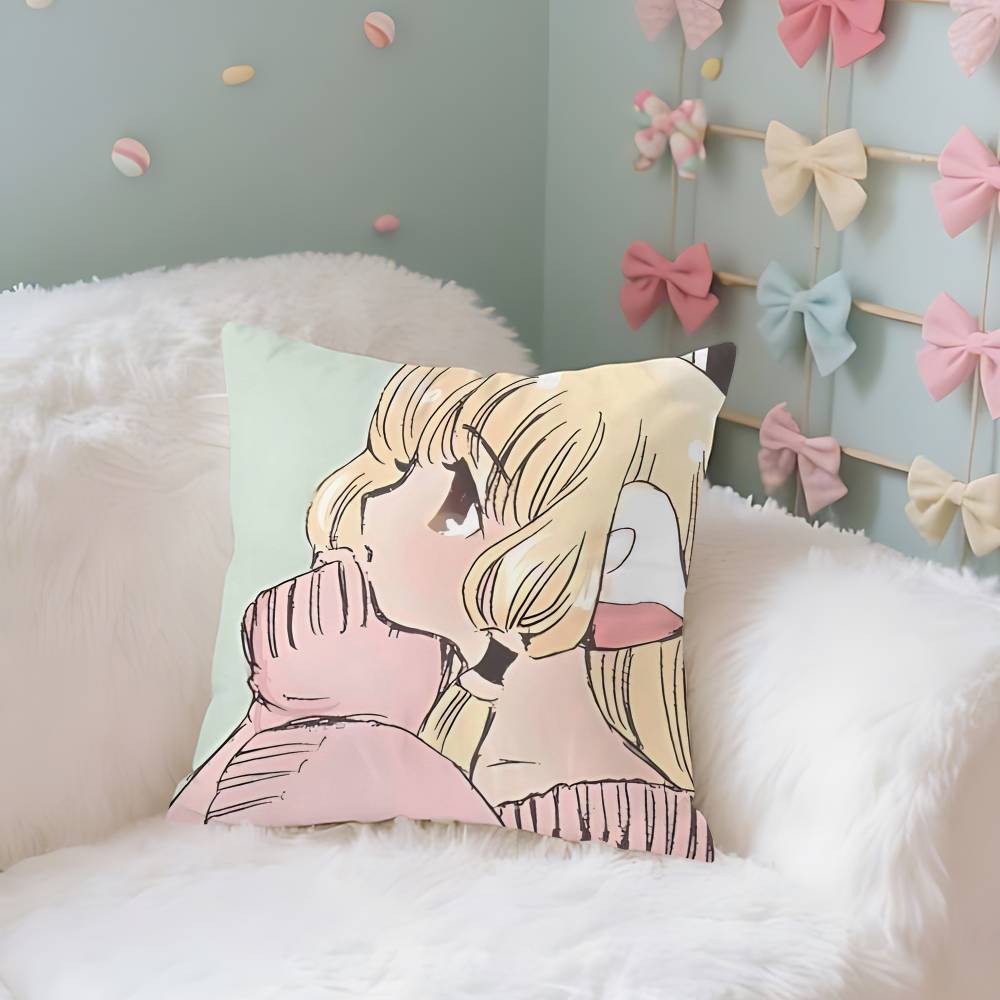 Cute Anime C-Chobits Kawaii Throw Pillow Covers Pattern Cushion Cover Suitable For Sofa Bedroom Car Pillow Cover