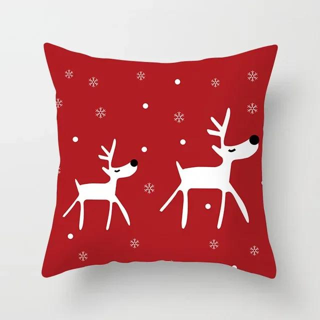 Merry Christmas Snowman Santa Claus Elk Print Pillowcase Xmas Decorativer Polyester Sofa Pillow Cover 45X45Cm Fundas De Cojin