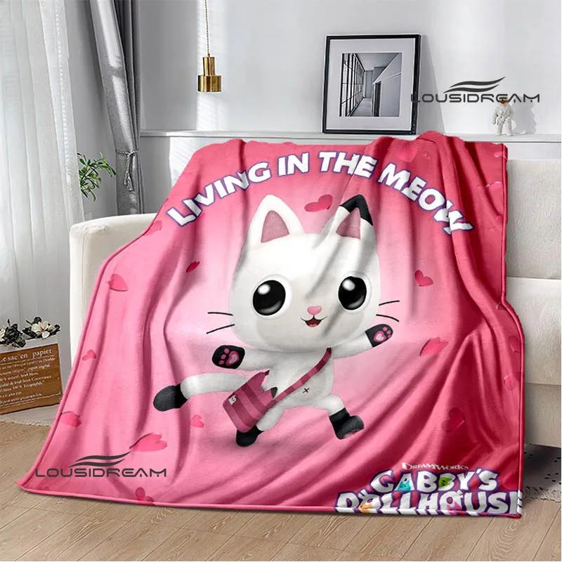 Gabby's Dollhouse Cute Anime Printed Blankets Picnic Blanket Flannel Warm Blanket Travel Blankets Bed Linings Birthday Gift