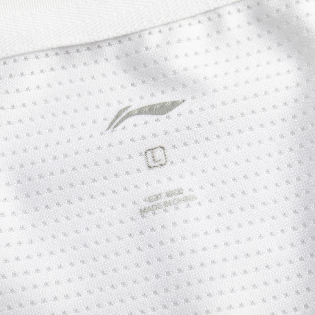 Li Ning Badminton Series Striped V-Neck Soft Comfortable Breathable Versatile Short Sleeve T-Shirt Unisex Tops Standard-White AAYV167-2