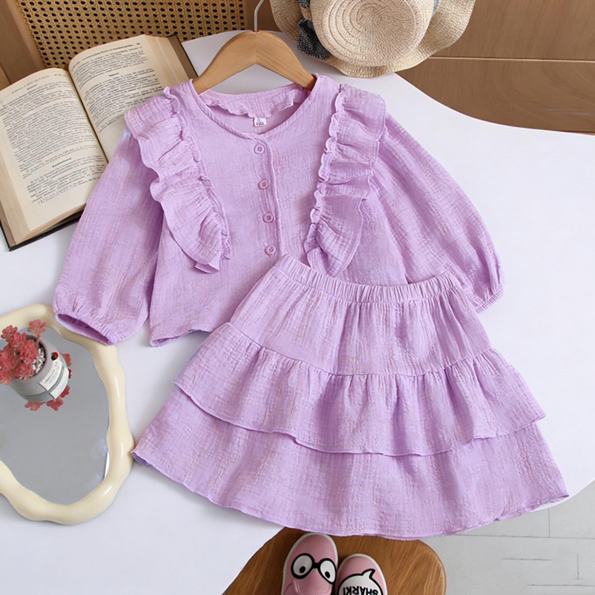 Girls  Fashion Set: Spring/Fall Children s Shirt and Lace Skirt Two-Piece Set 100cm