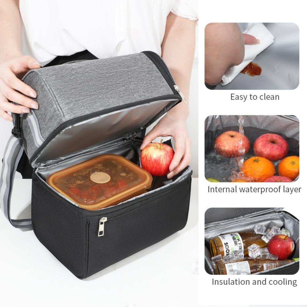 New Oxford Cloth Crossbody Cooler Bag 5 Colors Large Capacity Thickened Thermal Insulation Bag Double Layer Lunch Bag