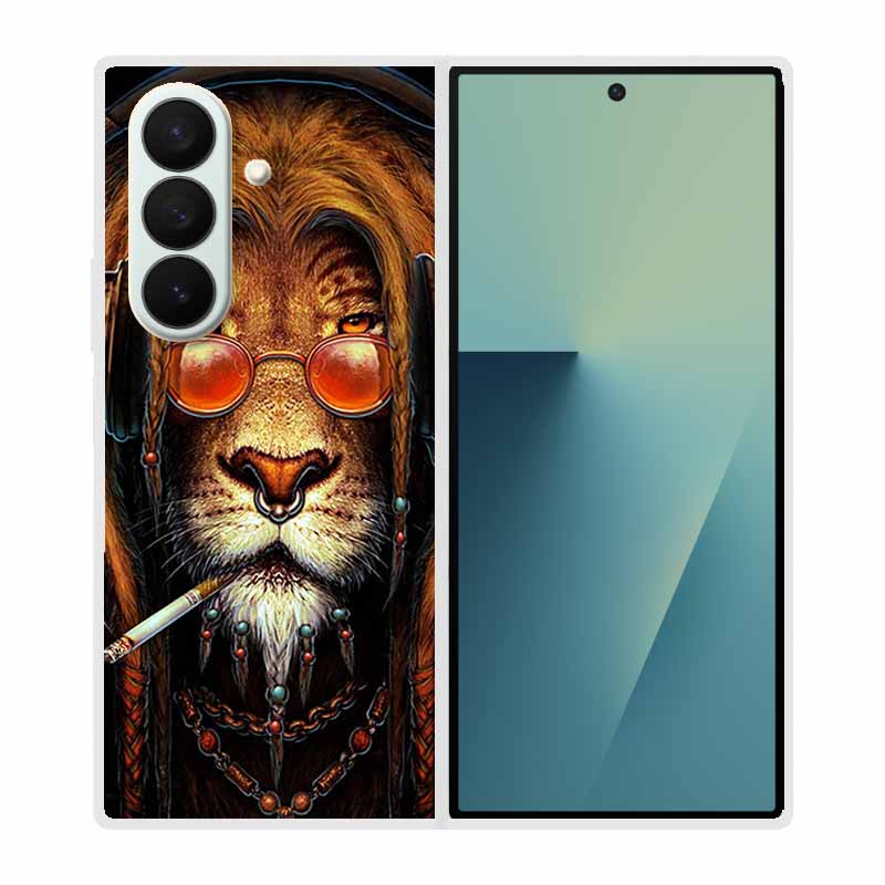 Coque For SAMSUNG Fold 7 5G Cases Animal Marble Clear Hard Phone Funda for Galaxy Z Fold7 5G Back Cover Zfold7 Transparent Shell