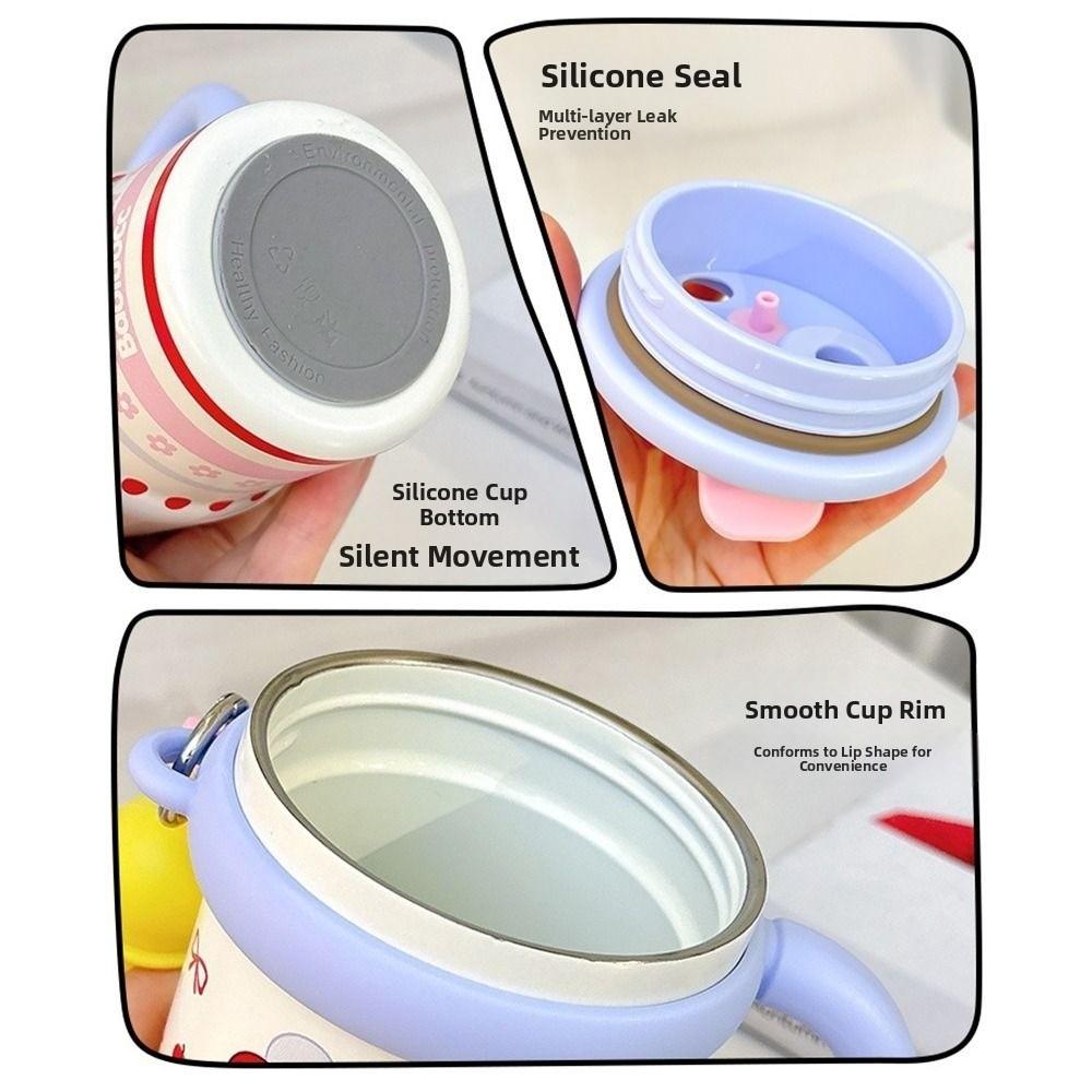 Creative Thermal Water Bottle 600ml Drinking Straw Cup Fashion Outdoor Insulated Mug  Household