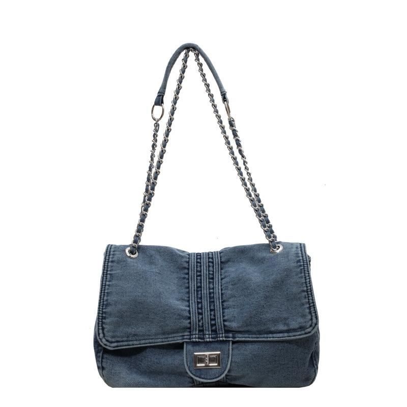 Denim Women's Large Capacity Chain Shoulder Commuting Bag
