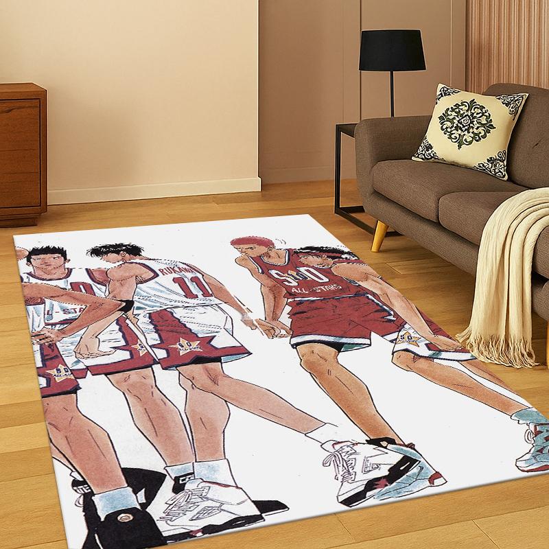 Cartoon Slam Dunk Basketball Anime Teppich für Schlafzimmer Wohnzimmer Sofa Spielzimmer Fußmatte Heimdekoration, Kinderteppich rutschfest