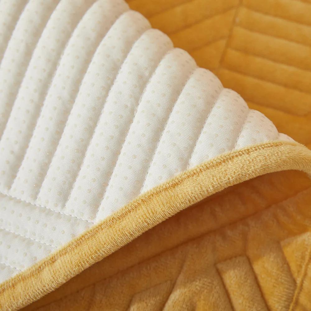 Solid Plush Sofa Covers Stripe Sofa Cushion Armchair Towel Furniture Seat Cover Thick Sofa Slipcover for Living Room Daybed