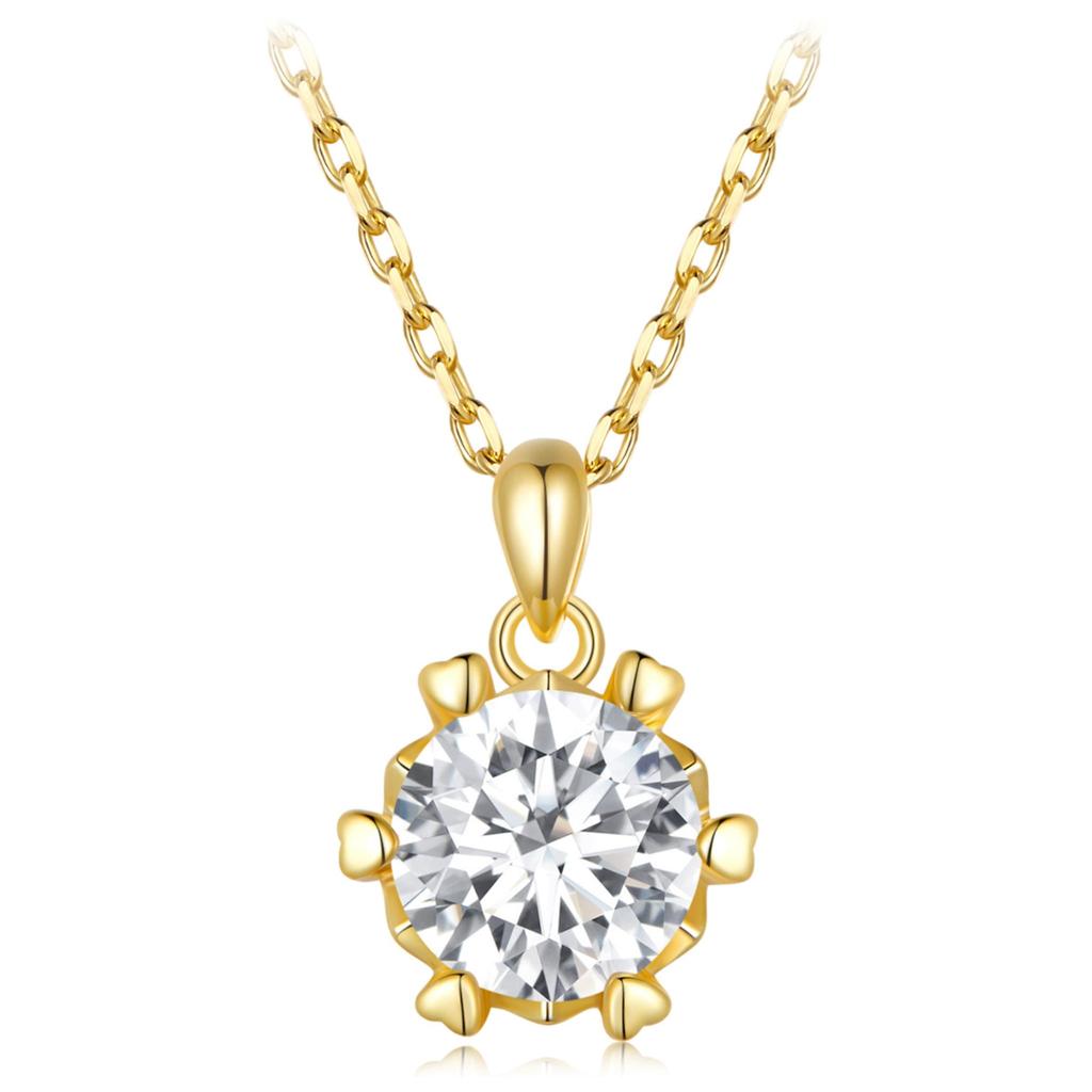 Gold-plated Moissanite Necklace 1.0 Ct 925 Silver Adjustable