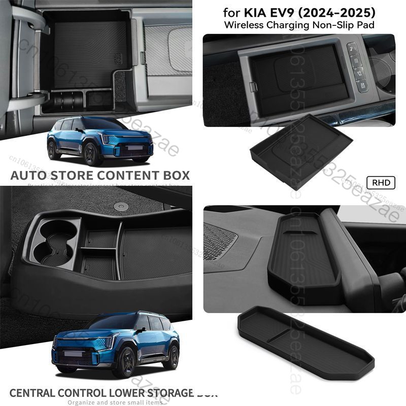 For Kia EV9 2024-2025 Car Central Console Armrest Storage Box Water Coasters Pad Interior Decorate Accessories