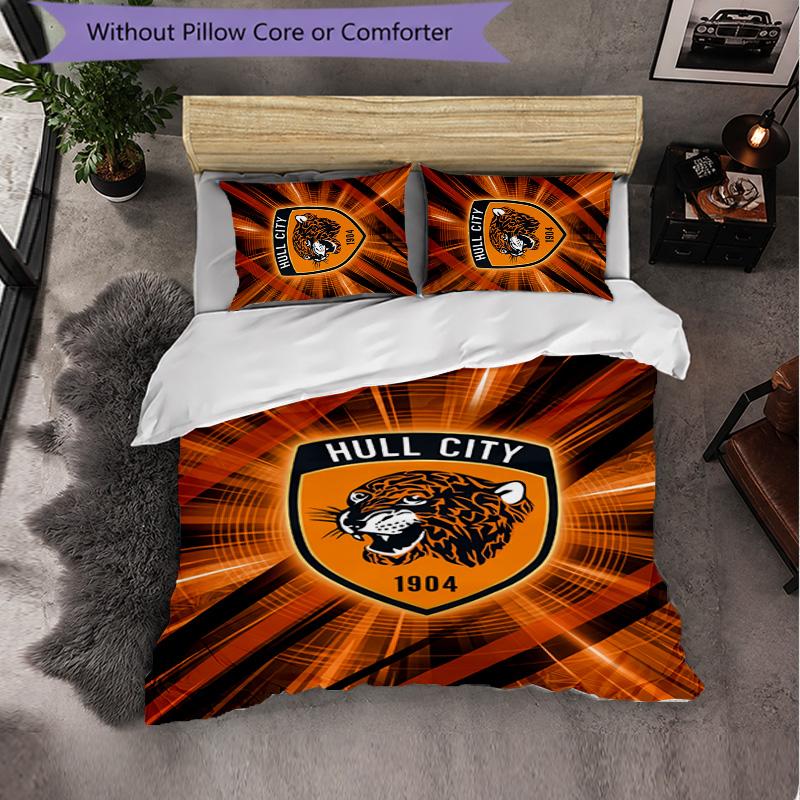 Set Biancheria da Letto Hull FC Pattern in Microfibra 3 Pezzi Copripiumino Decorativo per Camera da Letto Uso Domestico