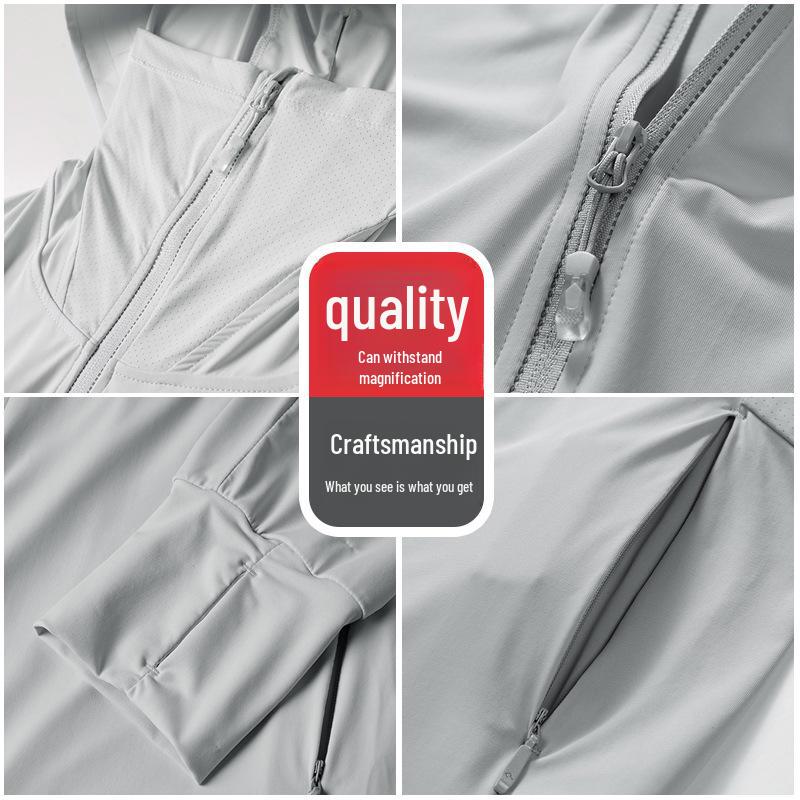 Couple's Ultra-Thin Hooded Ice Silk Jacket - Cool, Breathable, High-Elastic Sun Protection for Outdoor Sports and Fishing
