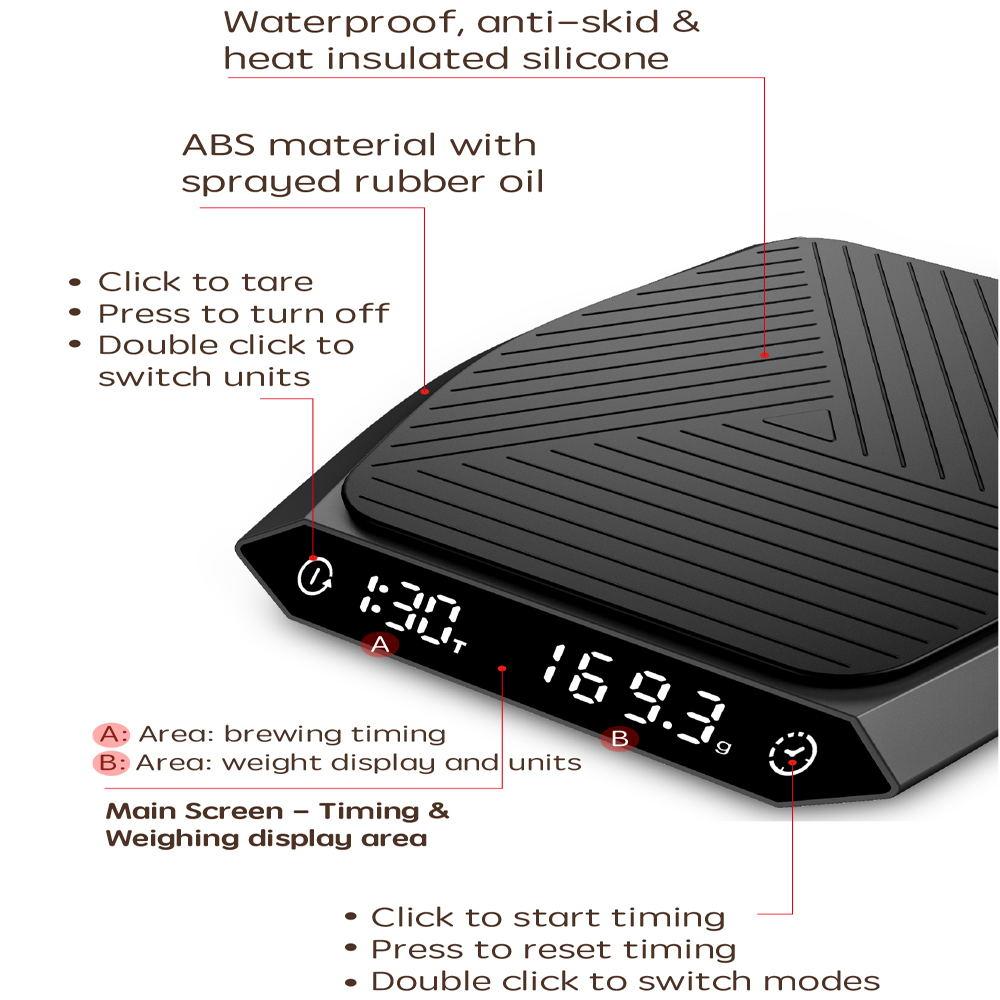 High Precision Coffee Scale Electronic Hand Drip Coffee Scale LCD Display Food Kitchen Scale Balance Digital Scale With Timer