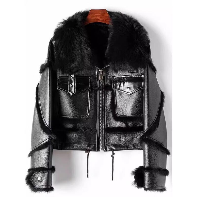 KAISER Women's Rabbit Fur Blend Lapel Coat