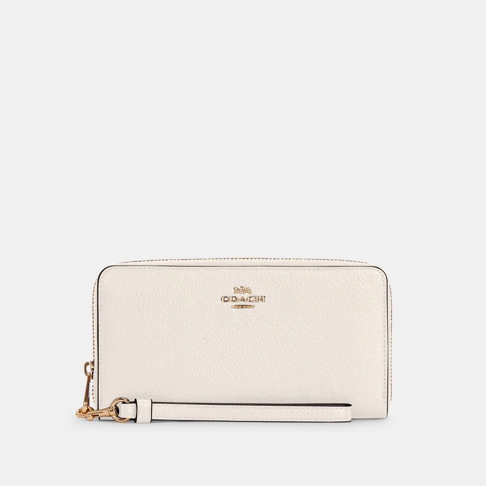 

Длинный кошелек Coach на молнии по кругу, золотистый, с мелом