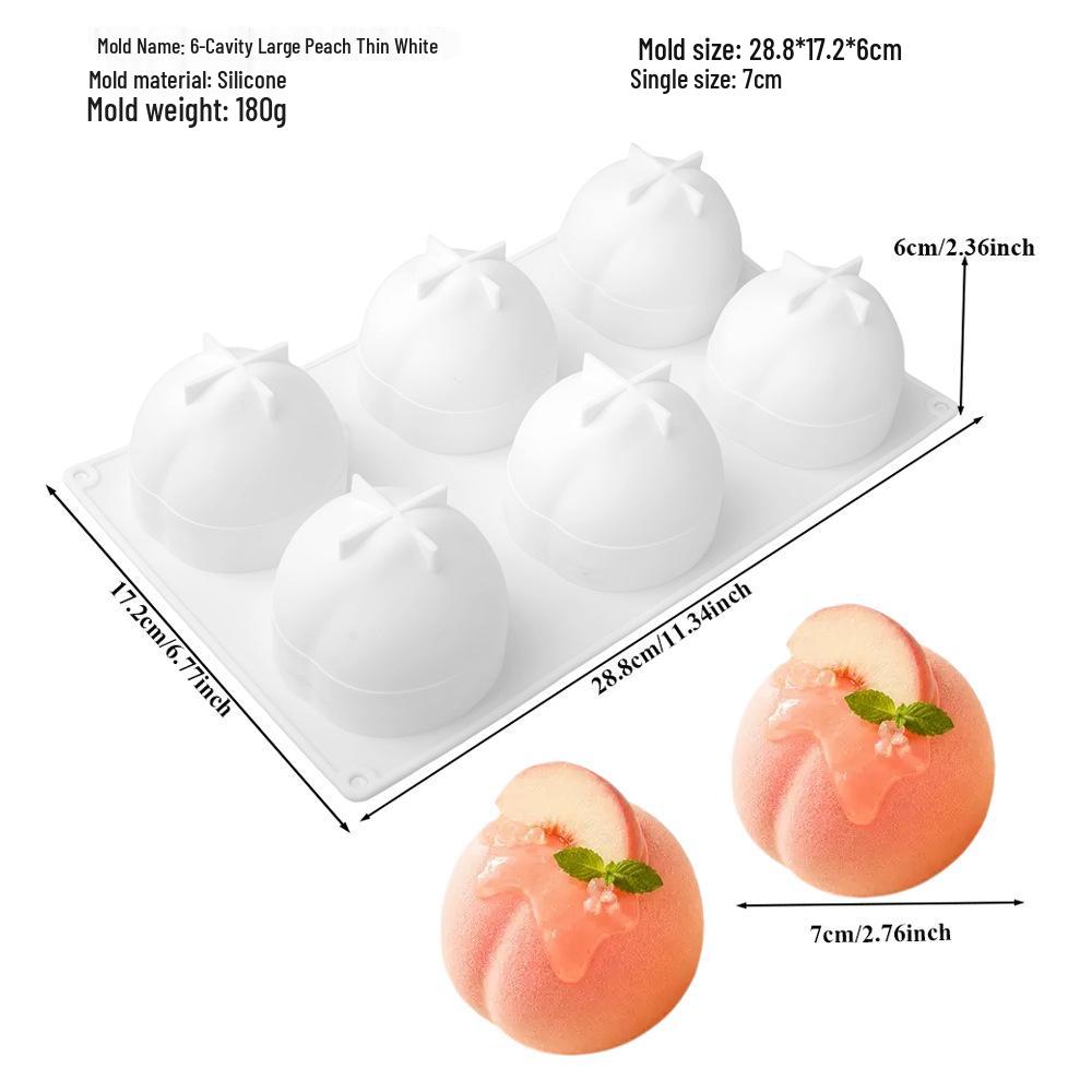 3D Fruit Mousse Silicone Cake Molds: Pear, Apple, Pineapple, Peach, Durian, Raspberry.