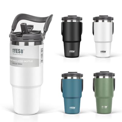TYESO Tumbler with 600ml Water Cold Kettle with Vacuum Double Wide Large Direct No Home White Straw, Coffee, Bottle, Thermos, Insulation, Insulation,