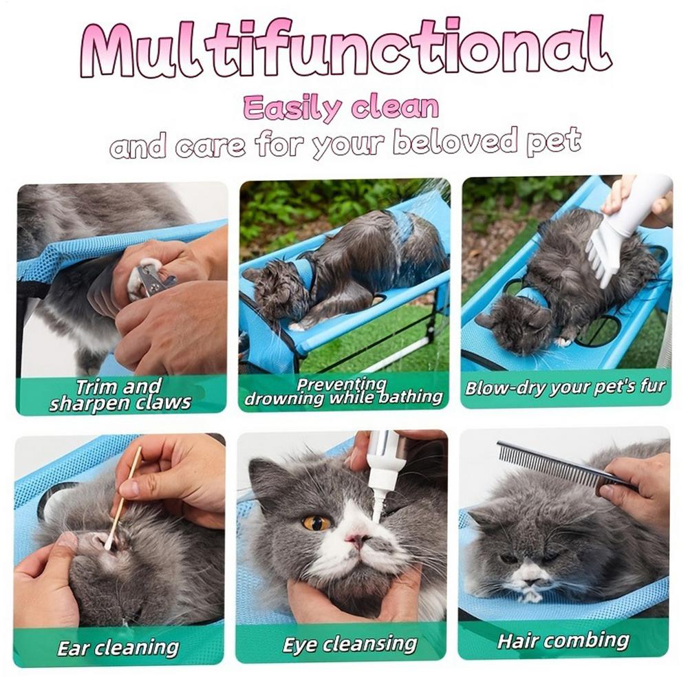 Folding Pet Grooming Hammock Quick Drying Anti-Scratch Dog Grooming Table Adjustable Detachable Cat Bathing Rack Pet Care