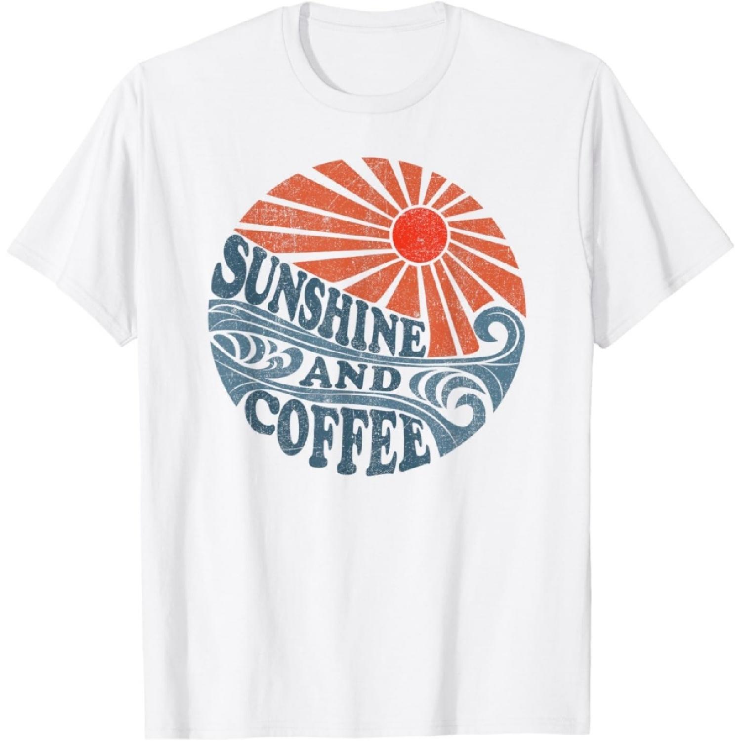 Sunshine And Coffee Funny Retro 70 s Vintage Beach Vacation Men Women T-Shirt XXXXXL белый