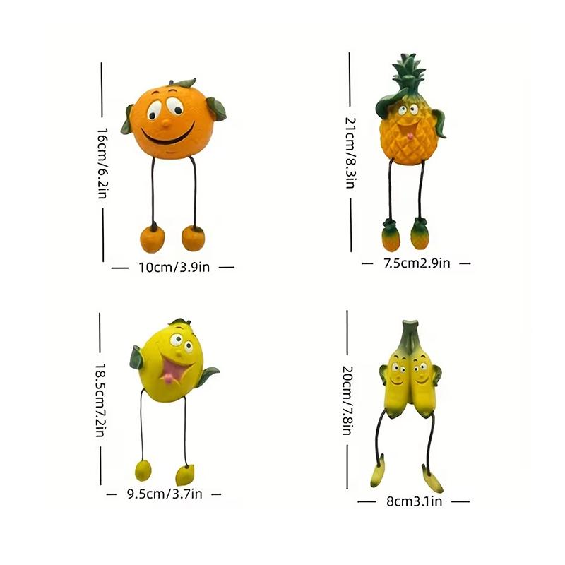 Fun Fruit Sculptures, Featuring Adorable Shapes And Designs Such As Pineapple, Banana, Lemon, And Orange.