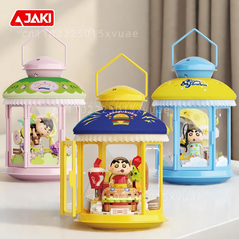 New Crayon Shin-chan Building Blocks Anime Cartoon Educational Assembling Night Light Toy Model Ornaments Kawaii Children's Gift