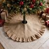 Gonna per Albero di Natale in Juta con Bordo Pieghettato Copertura Rustica per Base Albero di Natale Protezione del Pavimento
