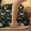 Simple 1 Modern Plant Flower Printed Matte Fitted Sheet, Bedroom Printed Bed Cover, Bedding Excluding Pillowcases