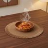 Woven Rattan Round Placemat Handmade Fringe Edge Heat Resistant For Home Dining Table Party Decor
