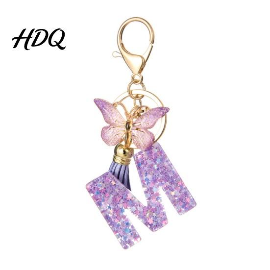 Keychain Accessory Purple Series Pendant Sequins Star Initial Letter Charm Key Chain