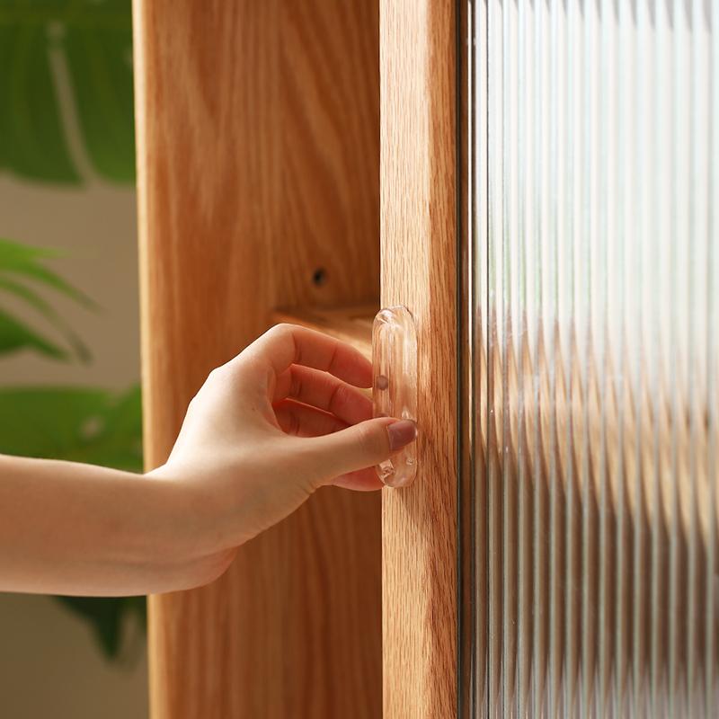 4PCS Self-Adhesive Sliding Door Handle Transparent Plastic Soft PU Door Handle Kitchen Cabinet Glass Sliding Door Drawer Handle