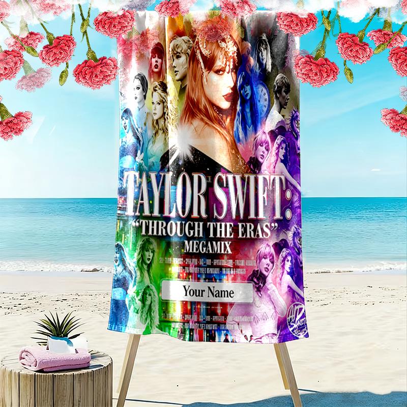 Name Custom Swift Print Beach Towel, Large Soft Quick Dry Towel for Beach Camping Swimming