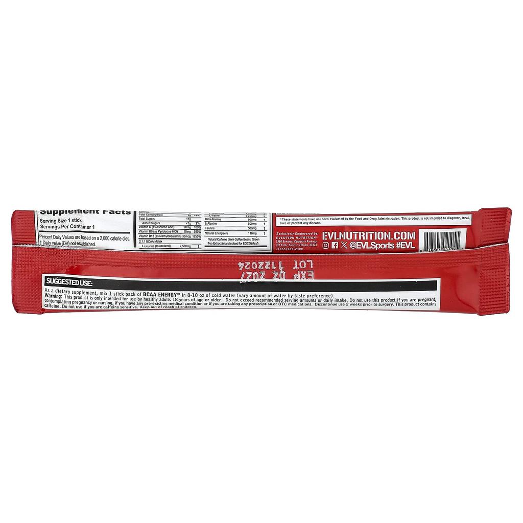 EVLution Nutrition, BCAA Energy®, Fruit Punch, 5 Packets, 9.9g (0.3oz) Each