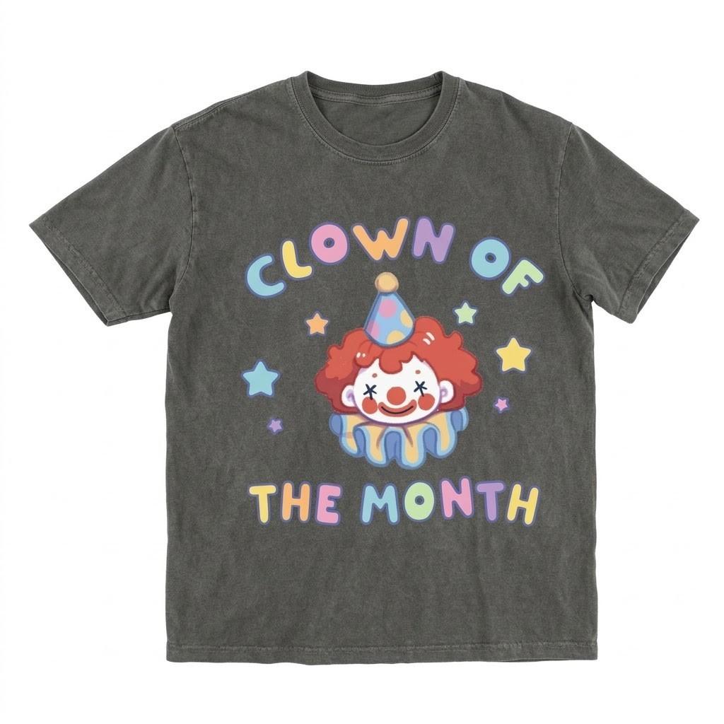 Vintage Clown of The Month Graphic T-Shirt Retro Aesthetic Streetwear Tee XXXXL