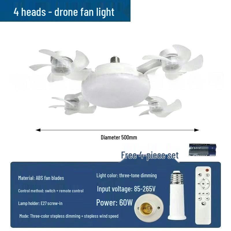 

Эксклюзивный трансграничный энергосберегающий бесшумный потолочный вентилятор с креативным светильником в стиле дрона для спален