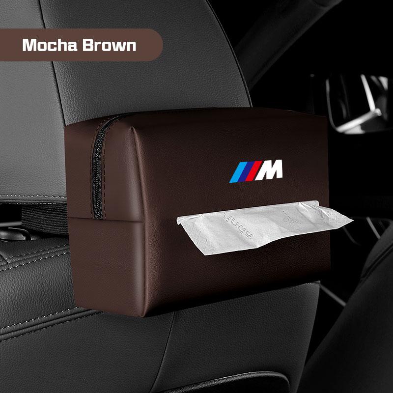 Car Tissue Bag For BMW 1 3 5 7 Series E38 E46 E60 E90 E87 G30 G20 G11 G70 X1X3X5 X6 X7 Seat Back Napkin Case Armrest Kleenex Box