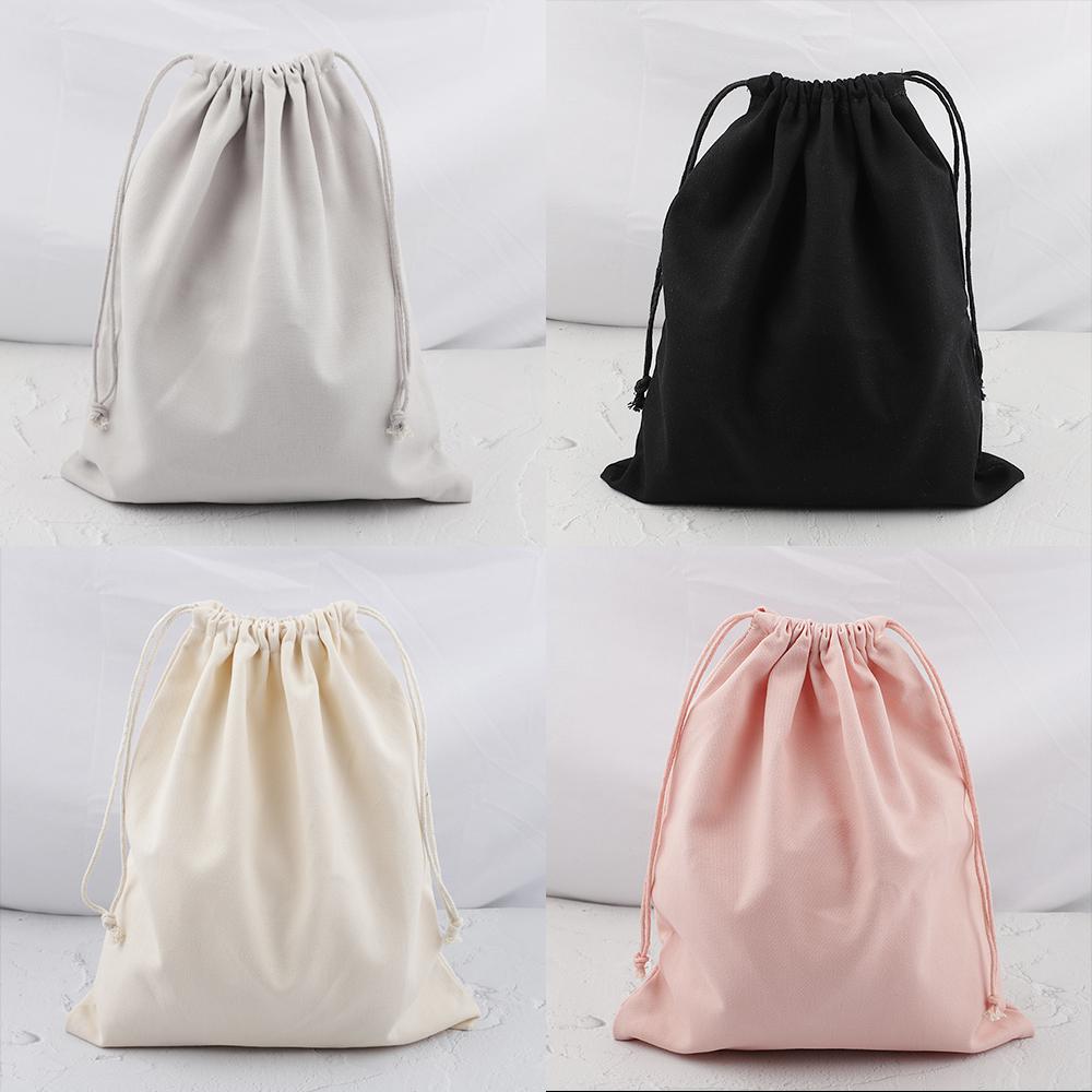 Baumwoll-Canvas Innentaschen Kordelzugbeutel Rosa Grau Schwarz Beige Farbe Geschenkverpackungsbeutel Aufbewahrungstasche für Handtaschenzubehör