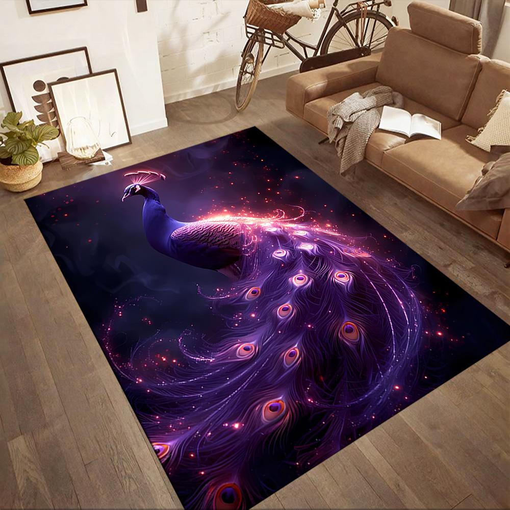 Elegant Peacock Fantasy Art Floor Mats for Living Room, Bedroom and Room Decoration Are Suitable for Gifts.