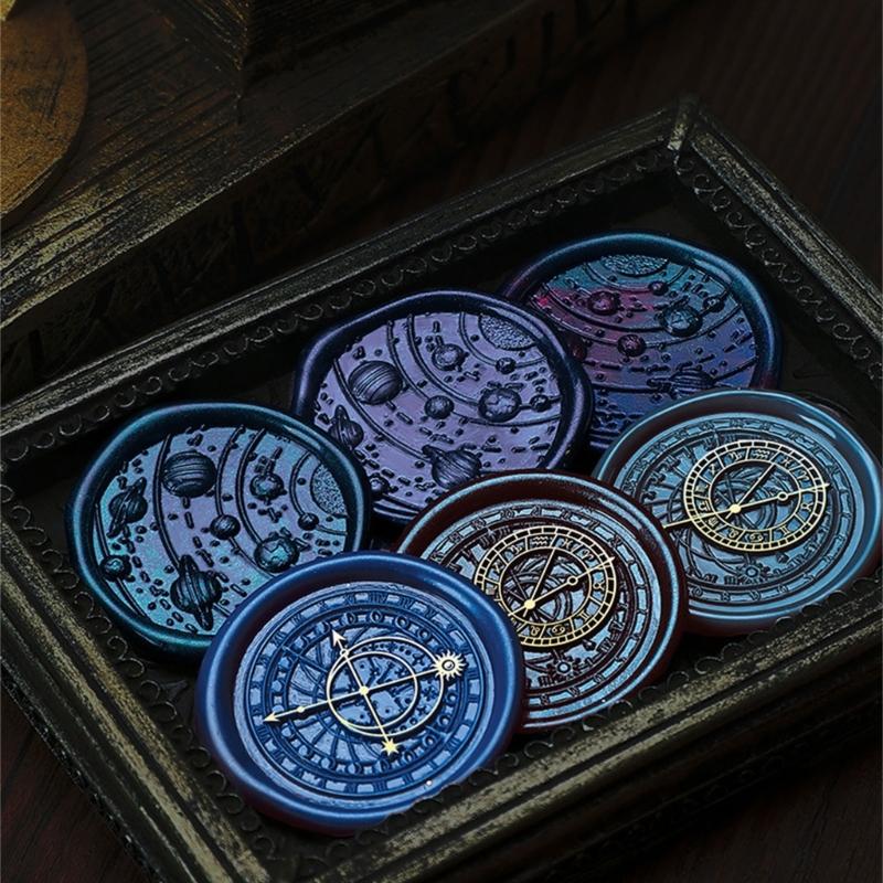 Astronomical Series Sealing Waxed Stamp Brass Head Clock Wax Seal Stamp for Envelope Wedding Invitation Decorations
