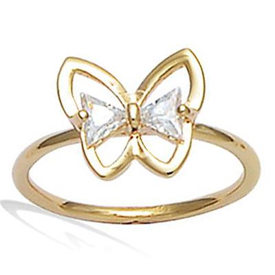 Gold Plated Ring 'Butterflies' White Gold - 12x10 Mm