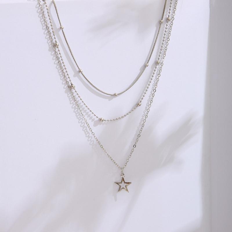 Modern Multi strands Necklace Stylish Star Pendant Neckchains Layers Chokers