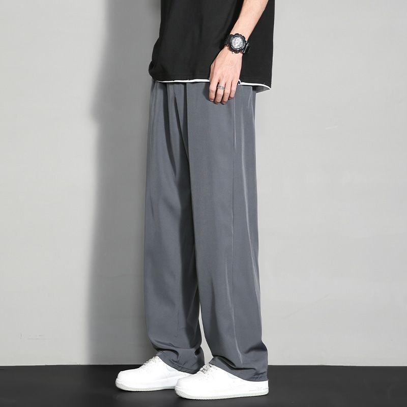 

Summer Men s Quick-Drying Ice Silk Loose Sports Casual Long Pants (2026) M for 90-105 jin темно-серого