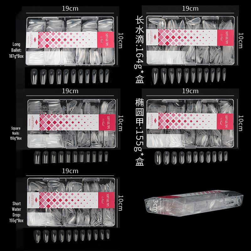 Dwustronne Ultracienkie Bezszwowe Końcówki do Paznokci Przedłużanych - 500 Sztuk, Francuski Ballet Kropelka Wodna Owalny Styl