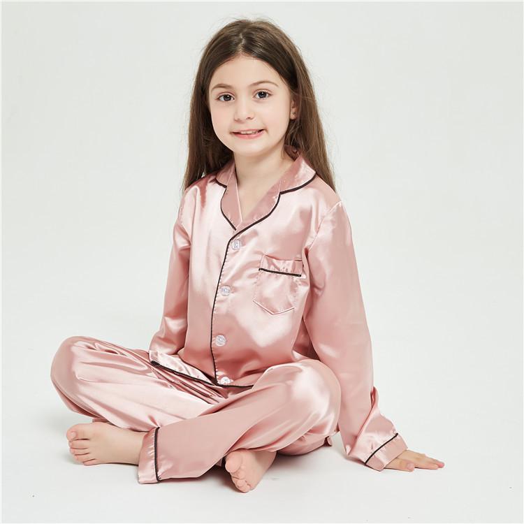 Children's Ice Silk Pajamas Set - Comfortable Summer Sleepwear for Boys and Girls