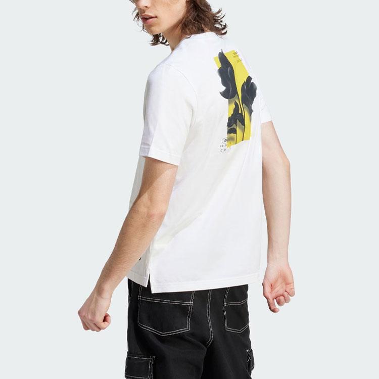 Adidas City Escape Split-Hem Floral Print Sports Casual Short Sleeve T-Shirt Men Tops White II3478