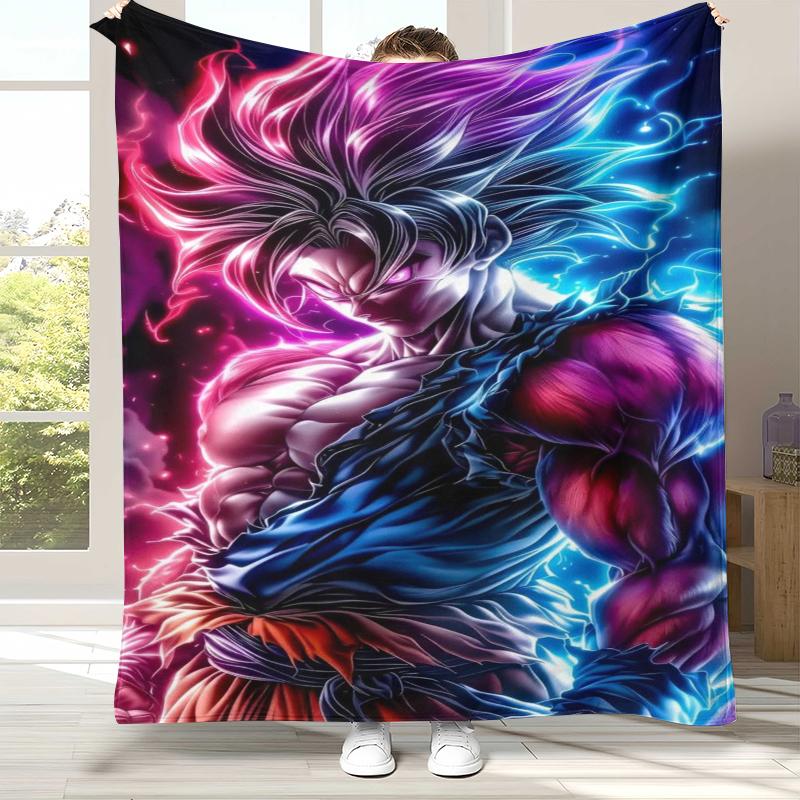 Anime D-Dragon Ball Game Cartoon Flannel Blanket,Ultra Soft Warm Plush Throw for Home Bedroom Bed Sofa Cover Office Camping