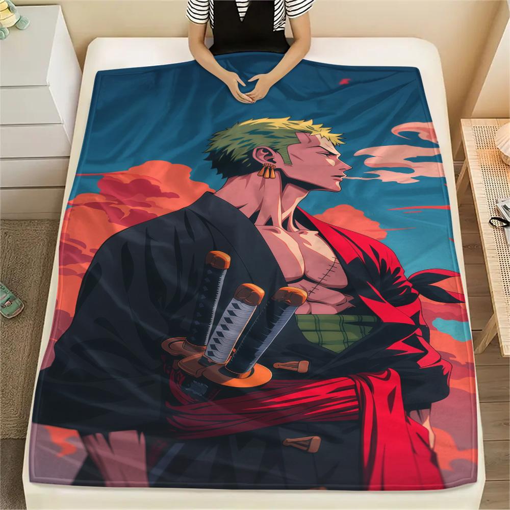 1PC Roronoa Zoro Patterned Flannel Blanket Suitable For All Seasons For Home Decor Warmth And Comfort Gifts Holiday Present