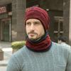 Trendy Winter Men's Beanie Hat Scarf Set Thick Fleece Lined Neck Warmer Skullies Bonnet Warm Ski Cap