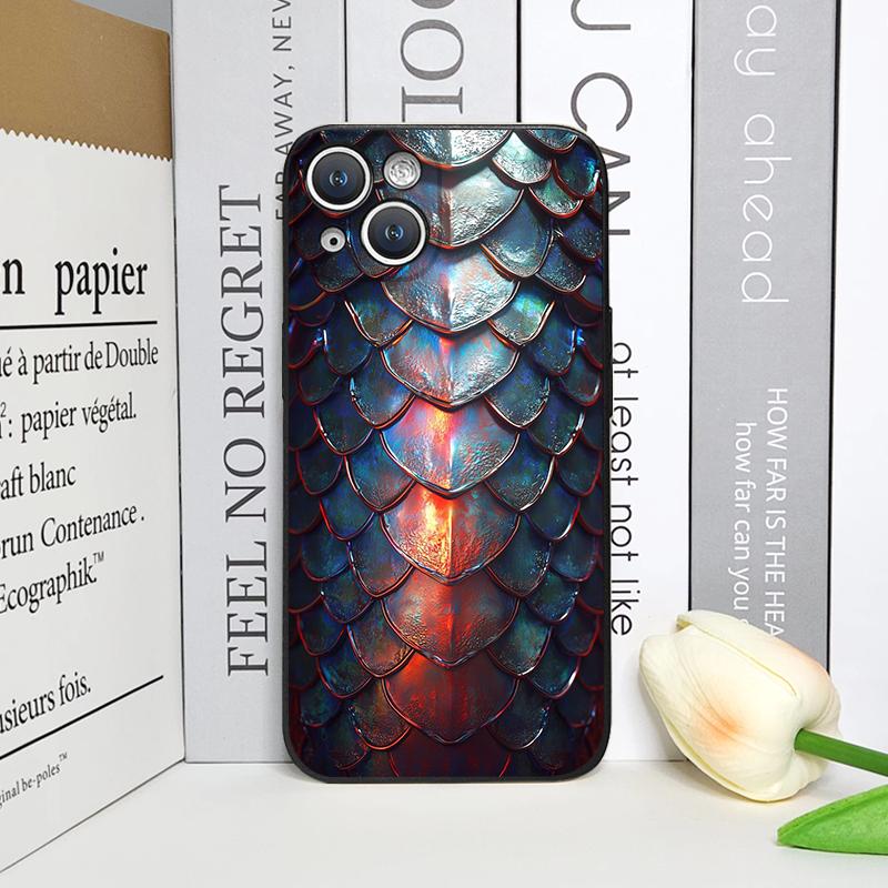 

Creative Black Golden Scale Texture Printed Phone Case for iPhone 17 16 12 11 14 13 15 Pro Max Mini XS MAX XR 7 Plus Soft Cover iPhone XS Max