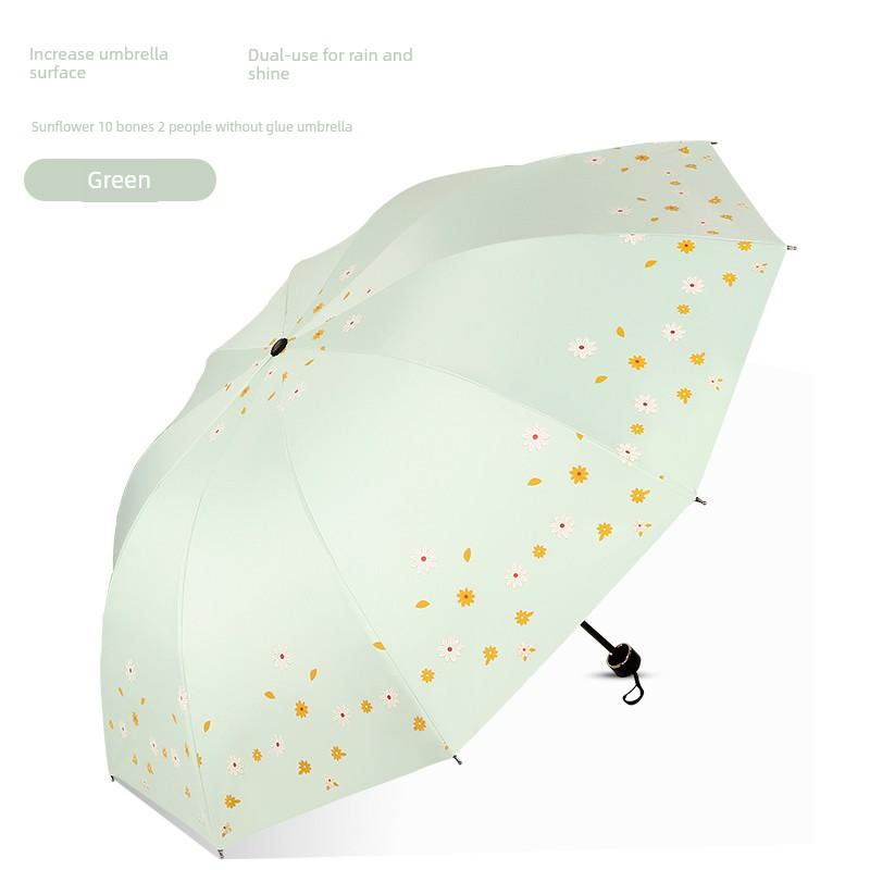 Extra Large Double Ten-Bone Reinforced Thickened Umbrella Dual-Use Girl Sun Protection UV Sun Umbrella Folding